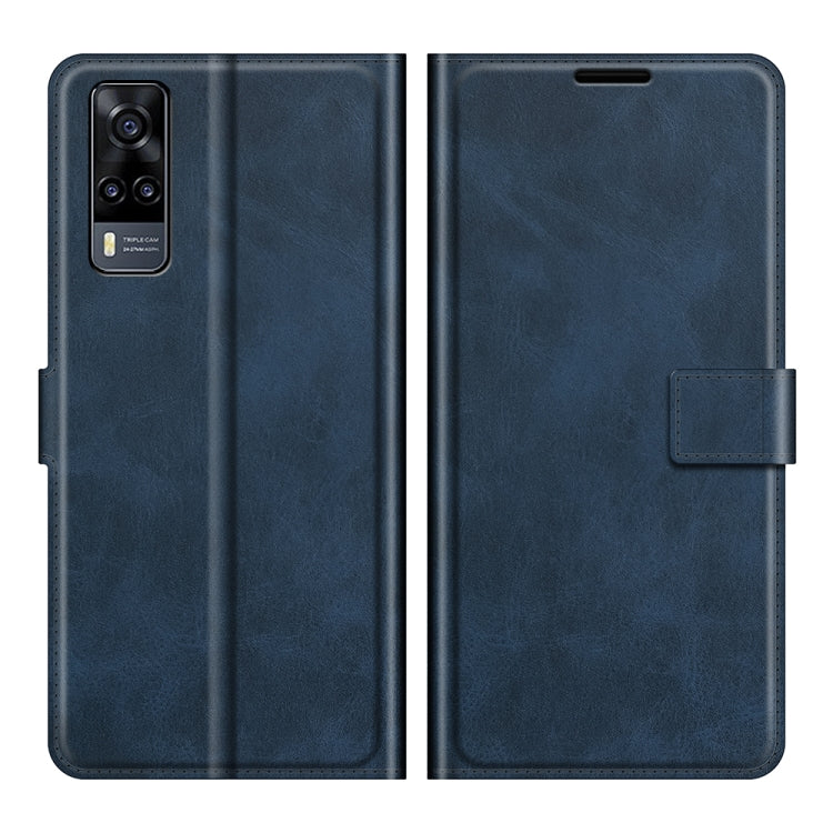 Retro Calf Pattern Buckle Card Wallet Left and Right Flip Phone Holster with Bracket Function For vivo Y31 / vivo Y51 2020ï¼ˆIndiaï¼‰