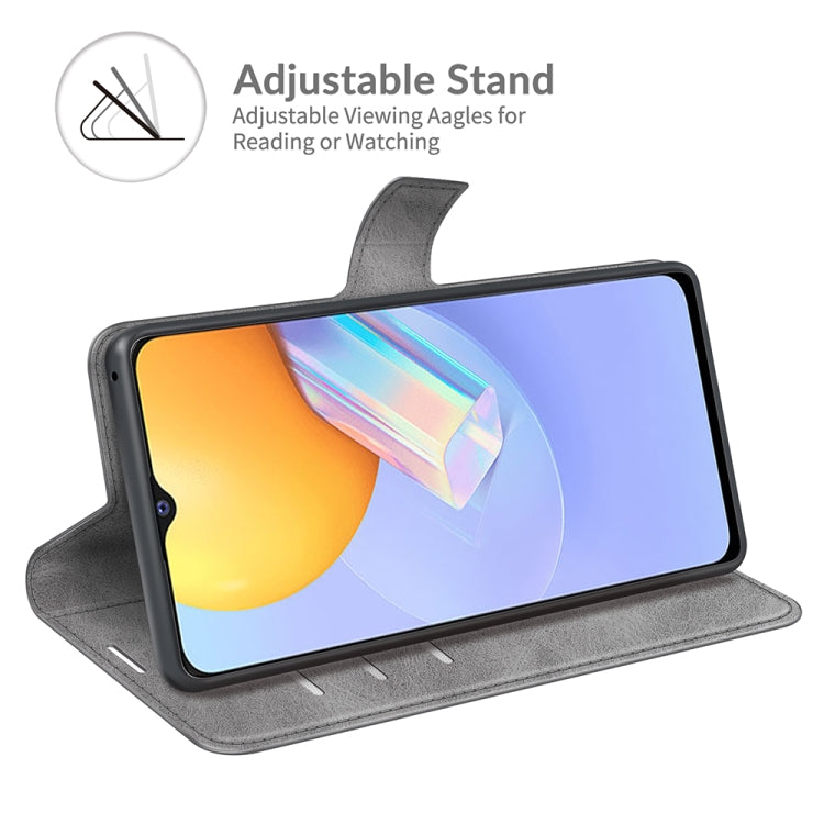 Retro Calf Pattern Buckle Card Wallet Left and Right Flip Phone Holster with Bracket Function For vivo Y31 / vivo Y51 2020ï¼ˆIndiaï¼‰