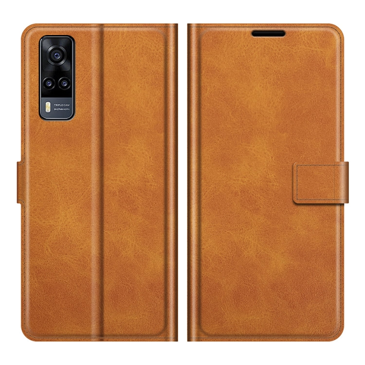 Retro Calf Pattern Buckle Card Wallet Left and Right Flip Phone Holster with Bracket Function For vivo Y31 / vivo Y51 2020ï¼ˆIndiaï¼‰