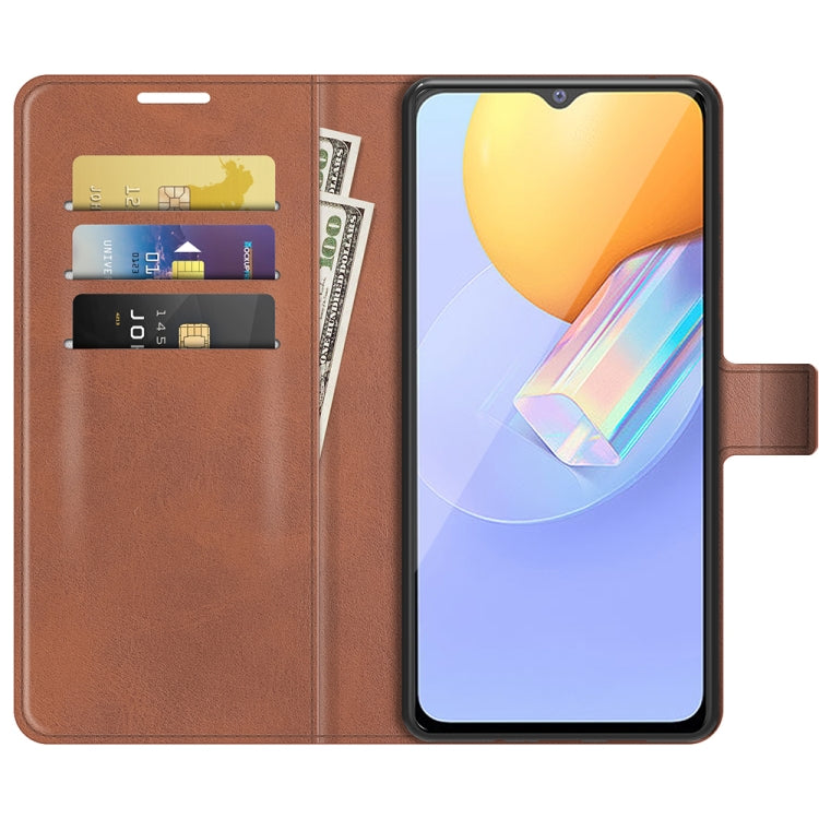 Retro Calf Pattern Buckle Card Wallet Left and Right Flip Phone Holster with Bracket Function For vivo Y31 / vivo Y51 2020ï¼ˆIndiaï¼‰