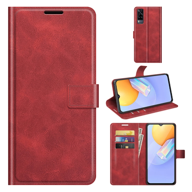Retro Calf Pattern Buckle Card Wallet Left and Right Flip Phone Holster with Bracket Function For vivo Y31 / vivo Y51 2020ï¼ˆIndiaï¼‰