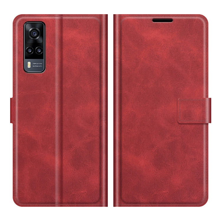 Retro Calf Pattern Buckle Card Wallet Left and Right Flip Phone Holster with Bracket Function For vivo Y31 / vivo Y51 2020ï¼ˆIndiaï¼‰