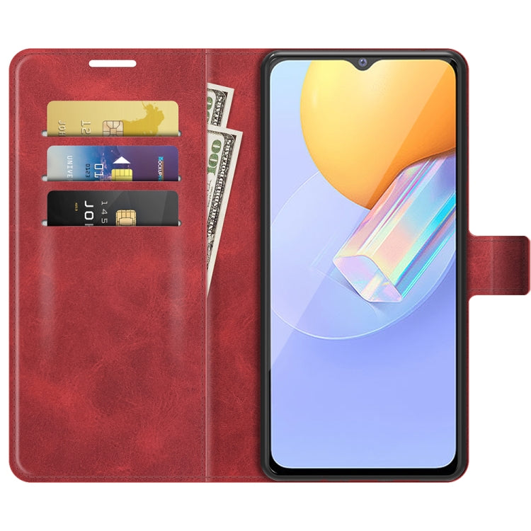 Retro Calf Pattern Buckle Card Wallet Left and Right Flip Phone Holster with Bracket Function For vivo Y31 / vivo Y51 2020ï¼ˆIndiaï¼‰