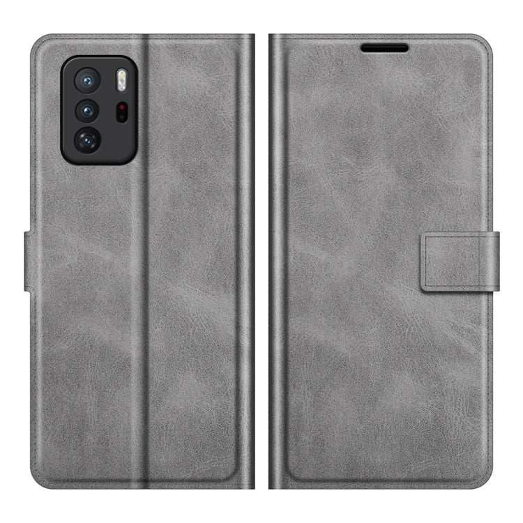Retro Calf Pattern Buckle Card Wallet Left and Right Flip Phone Holster with Bracket Function For Xiaomi Redmi Note 10 Pro 5G/Poco X3 GT