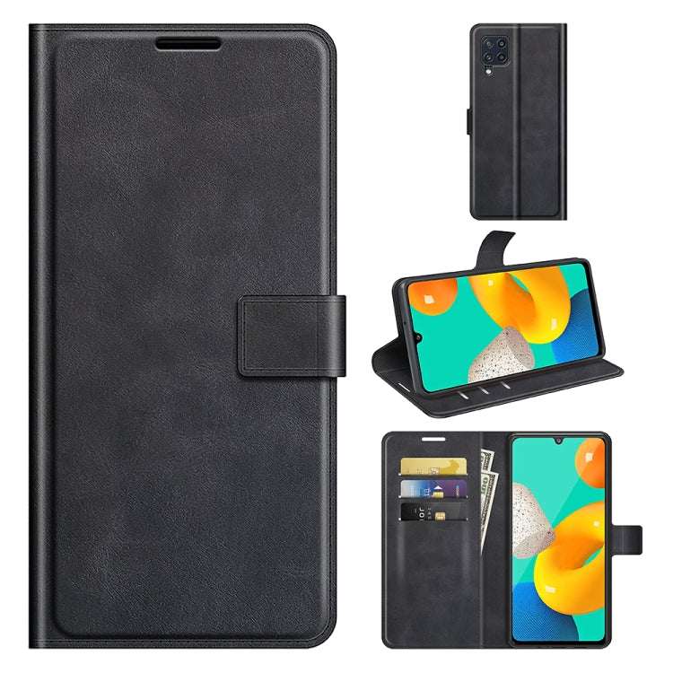 Retro Calf Pattern Buckle Card Wallet Left and Right Flip Phone Holster with Bracket Function For Samsung Galaxy M32