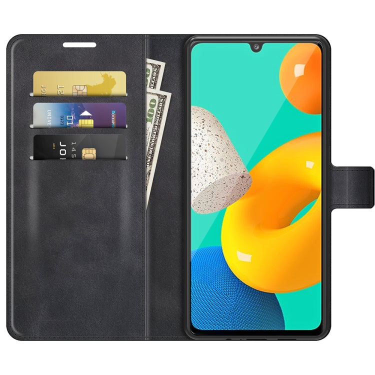 Retro Calf Pattern Buckle Card Wallet Left and Right Flip Phone Holster with Bracket Function For Samsung Galaxy M32