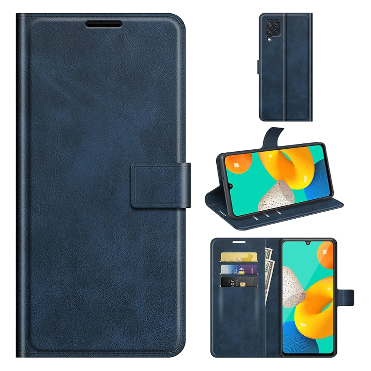 Retro Calf Pattern Buckle Card Wallet Left and Right Flip Phone Holster with Bracket Function For Samsung Galaxy M32