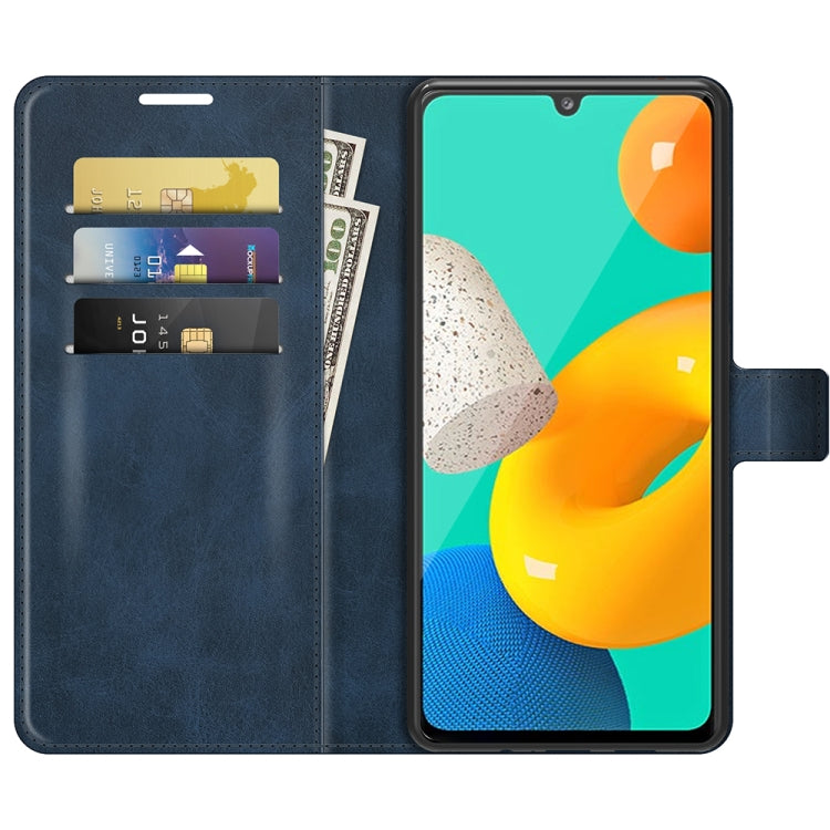 Retro Calf Pattern Buckle Card Wallet Left and Right Flip Phone Holster with Bracket Function For Samsung Galaxy M32