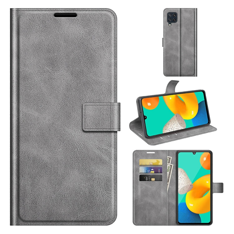 Retro Calf Pattern Buckle Card Wallet Left and Right Flip Phone Holster with Bracket Function For Samsung Galaxy M32