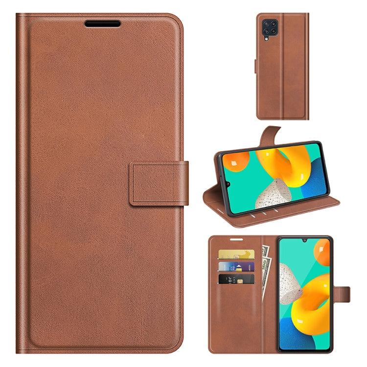 Retro Calf Pattern Buckle Card Wallet Left and Right Flip Phone Holster with Bracket Function For Samsung Galaxy M32
