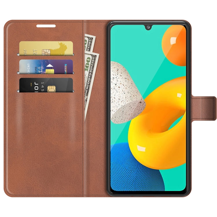 Retro Calf Pattern Buckle Card Wallet Left and Right Flip Phone Holster with Bracket Function For Samsung Galaxy M32