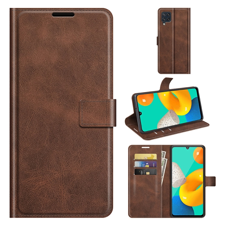 Retro Calf Pattern Buckle Card Wallet Left and Right Flip Phone Holster with Bracket Function For Samsung Galaxy M32