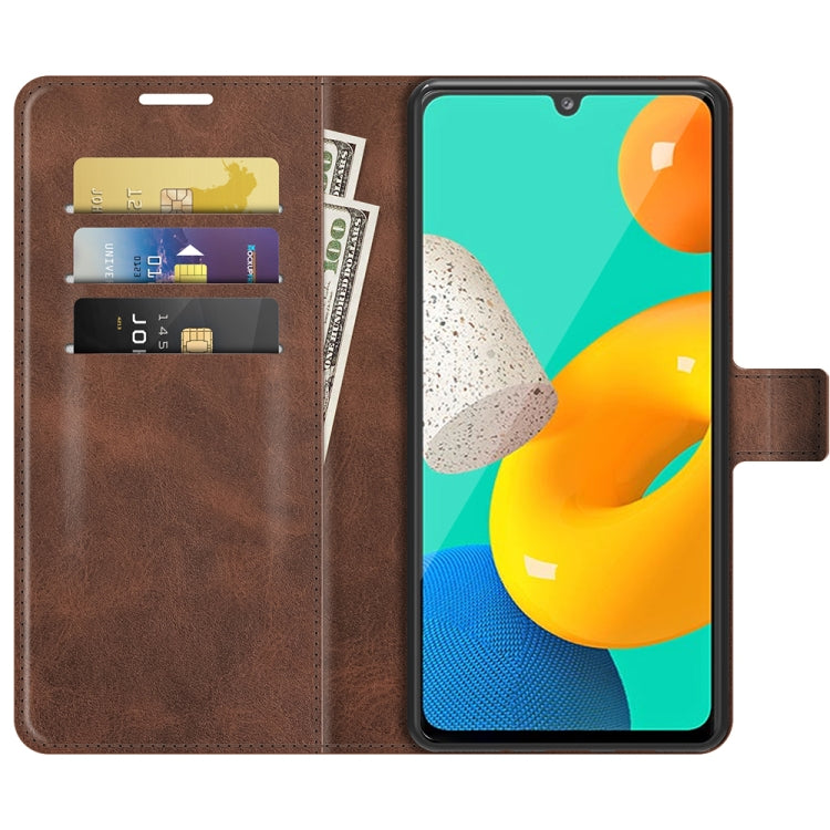 Retro Calf Pattern Buckle Card Wallet Left and Right Flip Phone Holster with Bracket Function For Samsung Galaxy M32