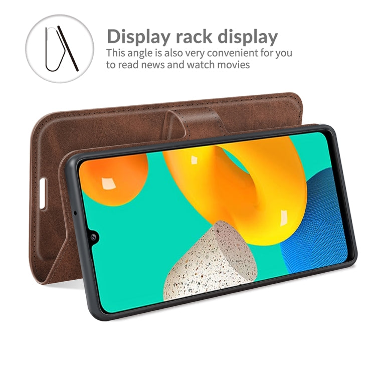 Retro Calf Pattern Buckle Card Wallet Left and Right Flip Phone Holster with Bracket Function For Samsung Galaxy M32