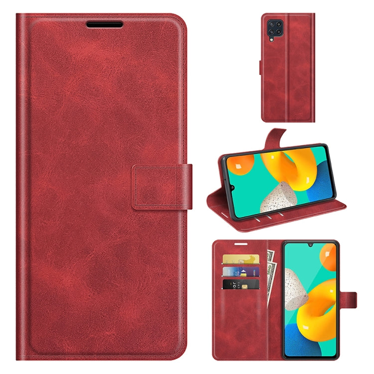 Retro Calf Pattern Buckle Card Wallet Left and Right Flip Phone Holster with Bracket Function For Samsung Galaxy M32