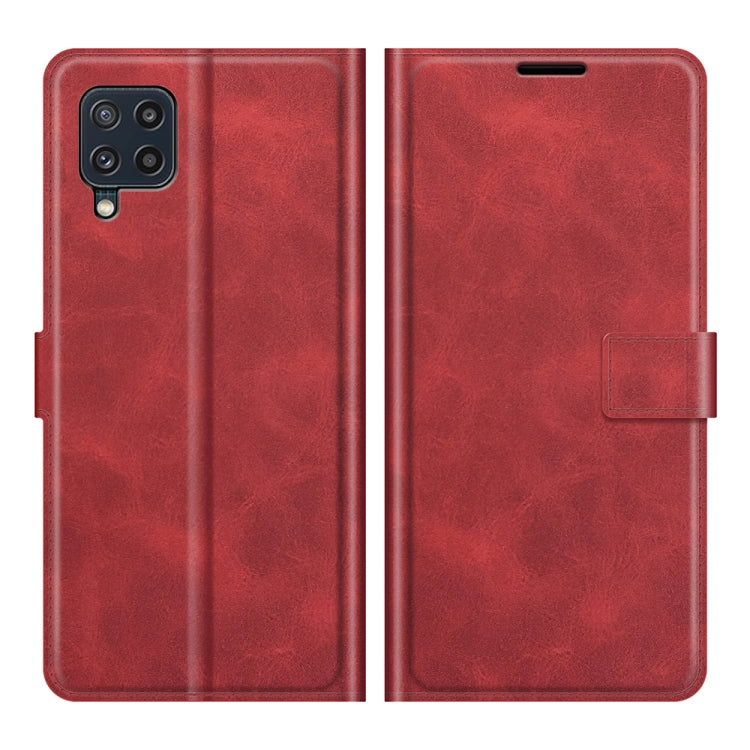 Retro Calf Pattern Buckle Card Wallet Left and Right Flip Phone Holster with Bracket Function For Samsung Galaxy M32