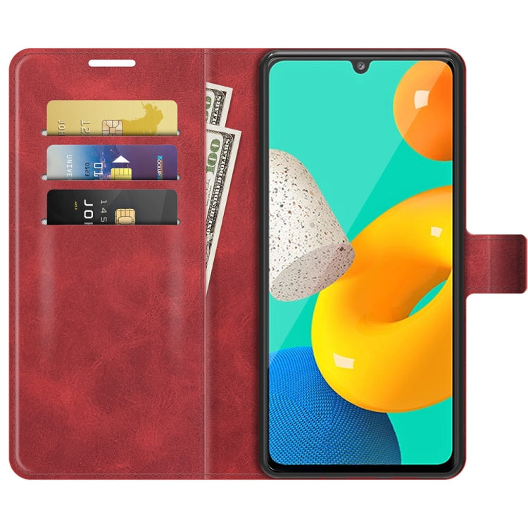Retro Calf Pattern Buckle Card Wallet Left and Right Flip Phone Holster with Bracket Function For Samsung Galaxy M32