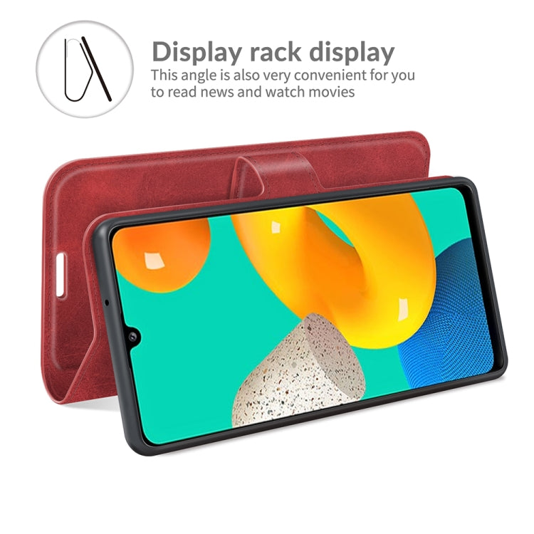 Retro Calf Pattern Buckle Card Wallet Left and Right Flip Phone Holster with Bracket Function For Samsung Galaxy M32