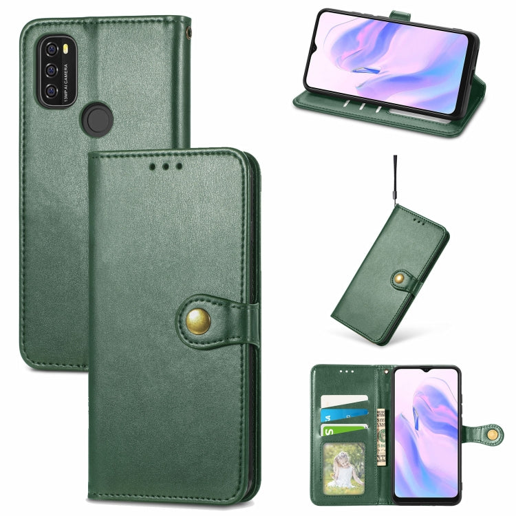 For Blackview A70 Solid Color Leather Buckle Phone Case with Lanyard & Photo Frame & Card Slot & Wallet & Stand Function