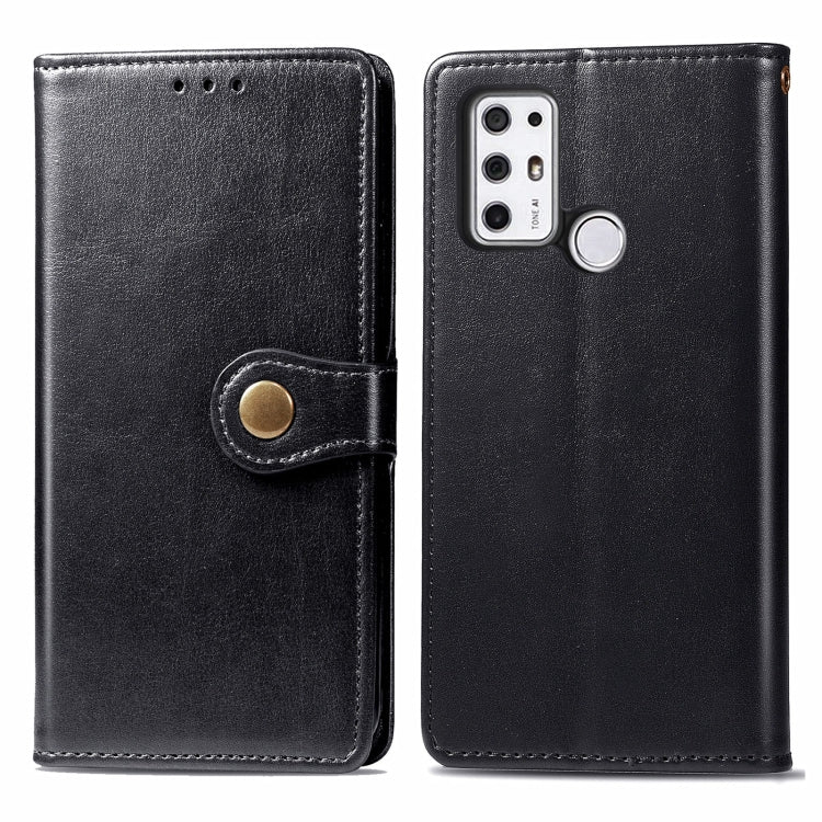 For Tone E21 Solid Color Leather Buckle Phone Case with Lanyard & Photo Frame & Card Slot & Wallet & Stand Function