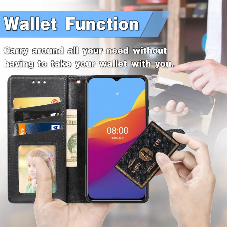 For Tone E21 Solid Color Leather Buckle Phone Case with Lanyard & Photo Frame & Card Slot & Wallet & Stand Function