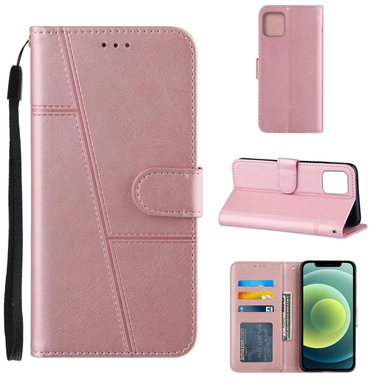 For iPhone 13 Stitching Calf Texture Buckle Horizontal Flip Leather Case with Holder & Card Slots & Wallet & Lanyard