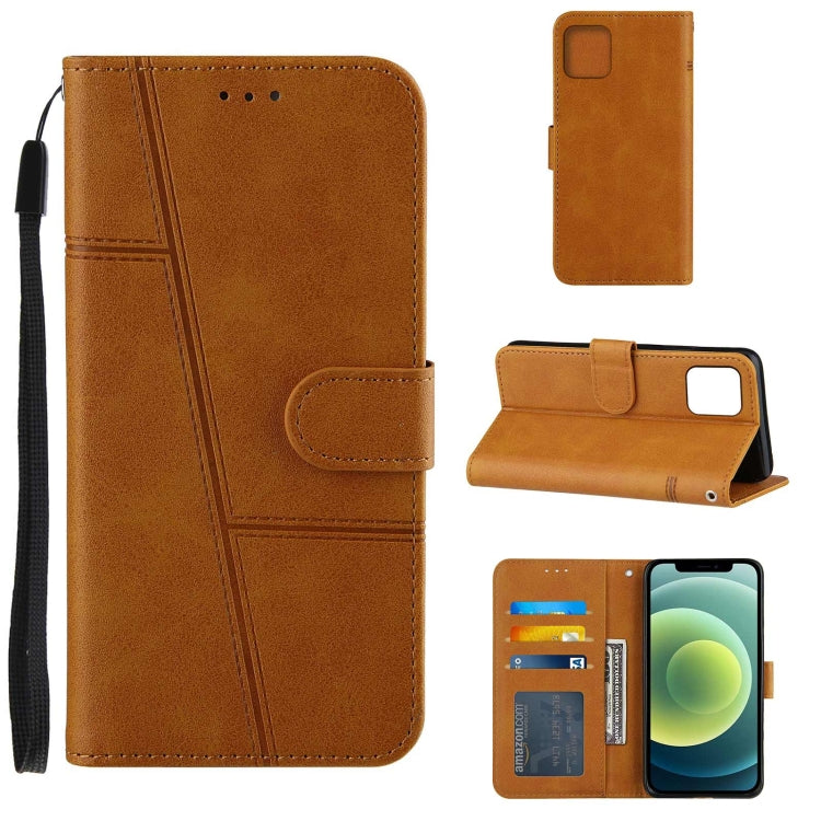 For iPhone 13 Stitching Calf Texture Buckle Horizontal Flip Leather Case with Holder & Card Slots & Wallet & Lanyard