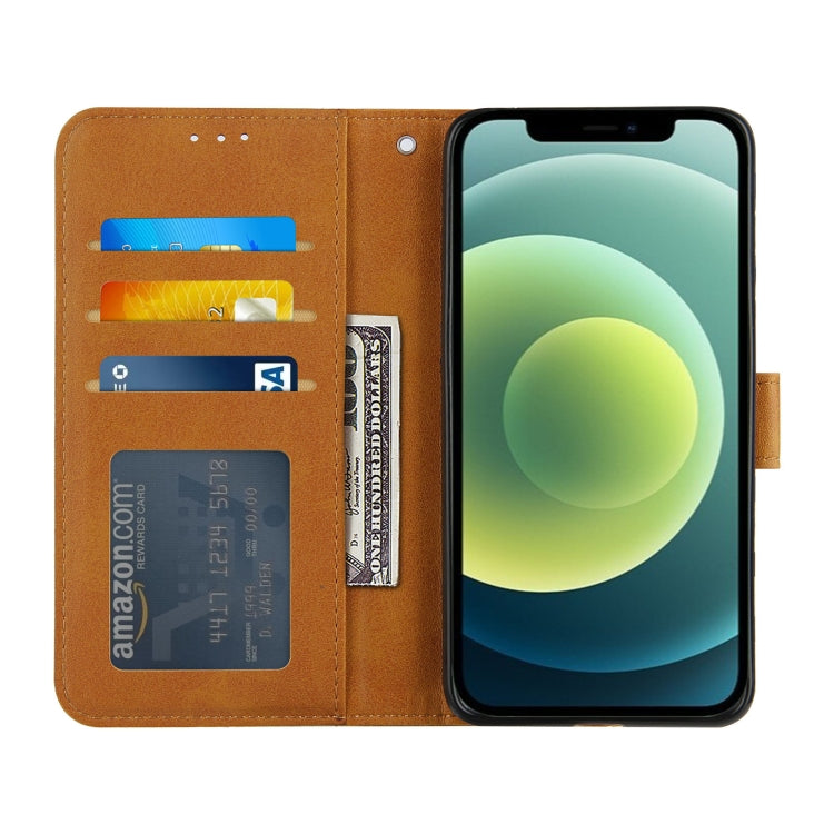 For iPhone 13 Stitching Calf Texture Buckle Horizontal Flip Leather Case with Holder & Card Slots & Wallet & Lanyard