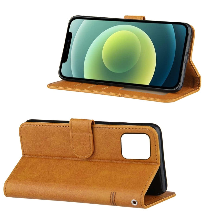 For iPhone 13 Stitching Calf Texture Buckle Horizontal Flip Leather Case with Holder & Card Slots & Wallet & Lanyard