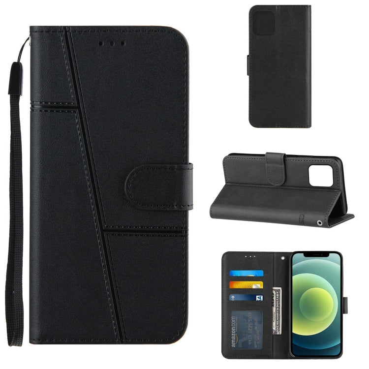 For iPhone 13 mini Stitching Calf Texture Buckle Horizontal Flip Leather Case with Holder & Card Slots & Wallet & Lanyard