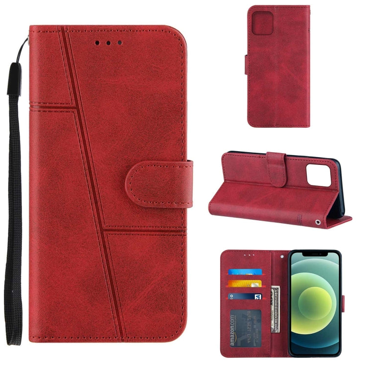 For iPhone 13 mini Stitching Calf Texture Buckle Horizontal Flip Leather Case with Holder & Card Slots & Wallet & Lanyard
