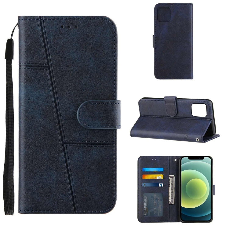 For iPhone 13 mini Stitching Calf Texture Buckle Horizontal Flip Leather Case with Holder & Card Slots & Wallet & Lanyard