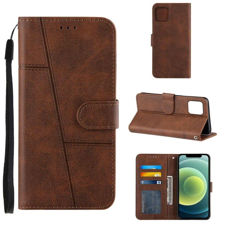 For iPhone 13 mini Stitching Calf Texture Buckle Horizontal Flip Leather Case with Holder & Card Slots & Wallet & Lanyard