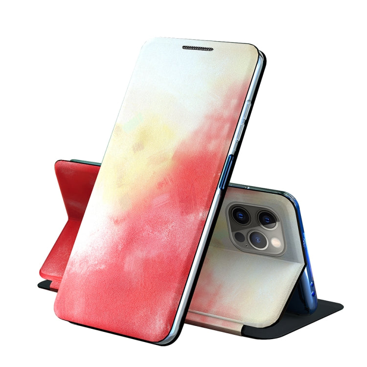 For iPhone 13 Pro Voltage Watercolor Pattern Skin Feel Magnetic Horizontal Flip PU Leather Case with Holder