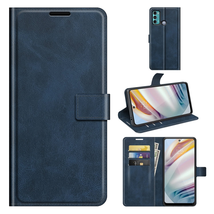 For Motorola Moto G60 / Moto G40 Fusion Retro Calf Pattern Buckle Card Wallet Left and Right Flip Phone Holster with Bracket Function