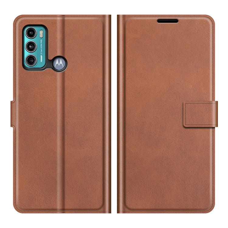 For Motorola Moto G60 / Moto G40 Fusion Retro Calf Pattern Buckle Card Wallet Left and Right Flip Phone Holster with Bracket Function