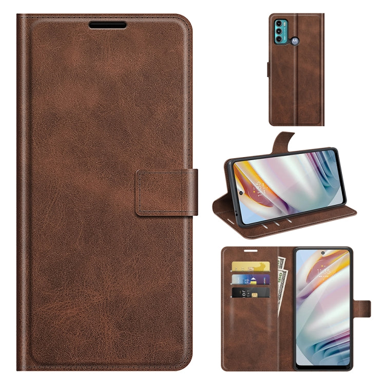 For Motorola Moto G60 / Moto G40 Fusion Retro Calf Pattern Buckle Card Wallet Left and Right Flip Phone Holster with Bracket Function
