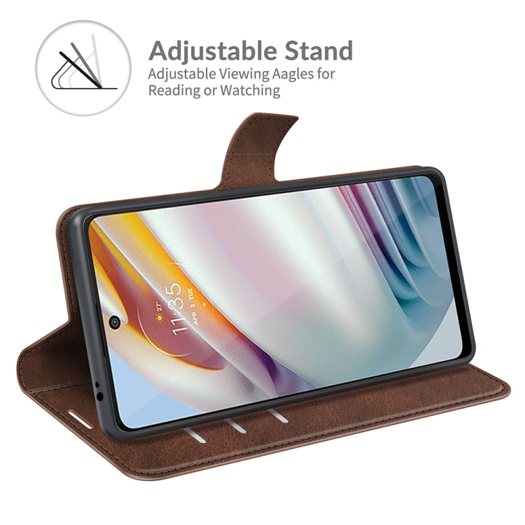 For Motorola Moto G60 / Moto G40 Fusion Retro Calf Pattern Buckle Card Wallet Left and Right Flip Phone Holster with Bracket Function