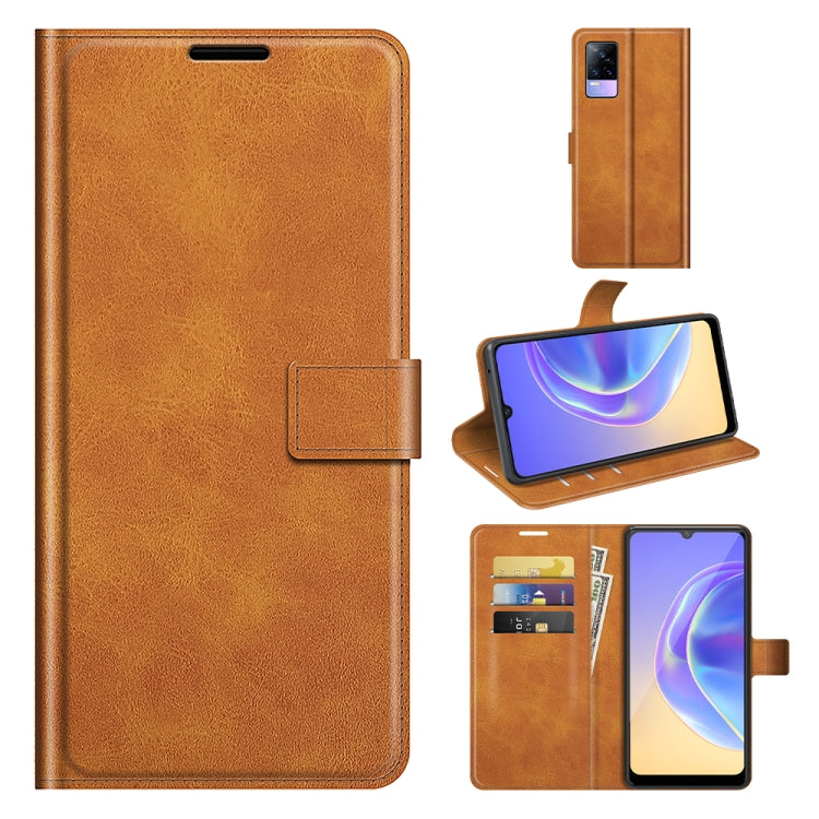 For vivo V21e / vivo Y73 2021 Retro Calf Pattern Buckle Card Wallet Left and Right Flip Phone Holster with Bracket Function