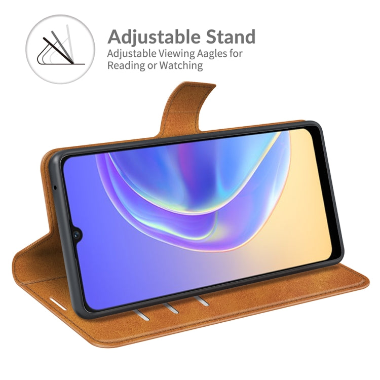 For vivo V21e / vivo Y73 2021 Retro Calf Pattern Buckle Card Wallet Left and Right Flip Phone Holster with Bracket Function