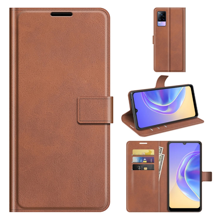 For vivo V21e / vivo Y73 2021 Retro Calf Pattern Buckle Card Wallet Left and Right Flip Phone Holster with Bracket Function