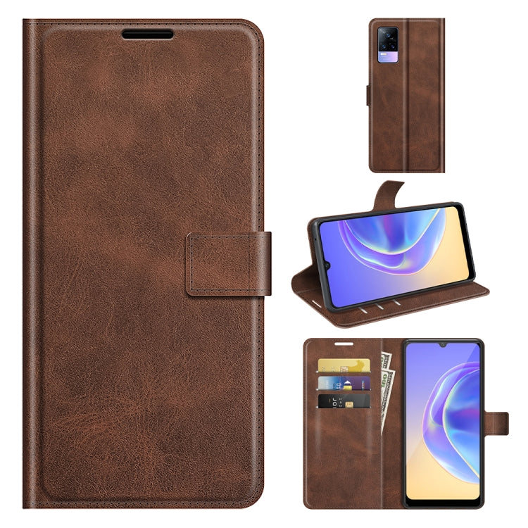 For vivo V21e / vivo Y73 2021 Retro Calf Pattern Buckle Card Wallet Left and Right Flip Phone Holster with Bracket Function