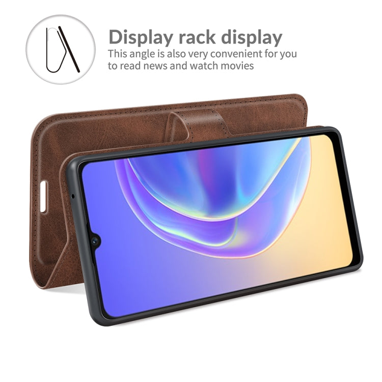 For vivo V21e / vivo Y73 2021 Retro Calf Pattern Buckle Card Wallet Left and Right Flip Phone Holster with Bracket Function