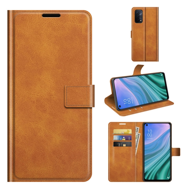 For OnePlus Nord N200 5G Retro Calf Pattern Buckle Card Wallet Left and Right Flip Phone Holster with Bracket Function