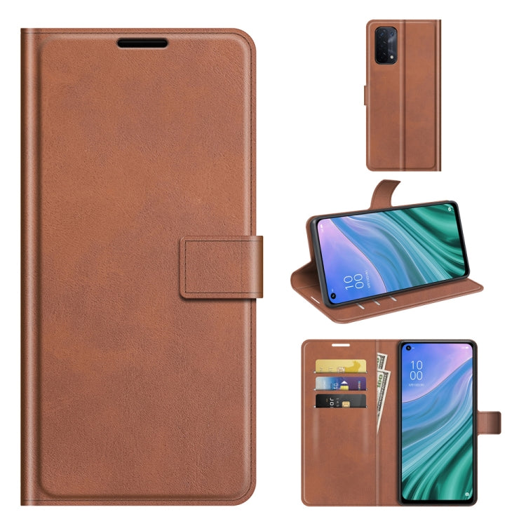 For OnePlus Nord N200 5G Retro Calf Pattern Buckle Card Wallet Left and Right Flip Phone Holster with Bracket Function