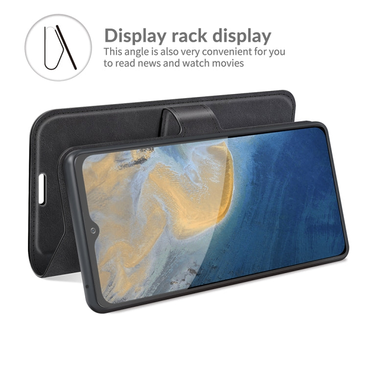 For ZTE Blade A51 Retro Calf Pattern Buckle Card Wallet Left and Right Flip Phone Holster with Bracket Function