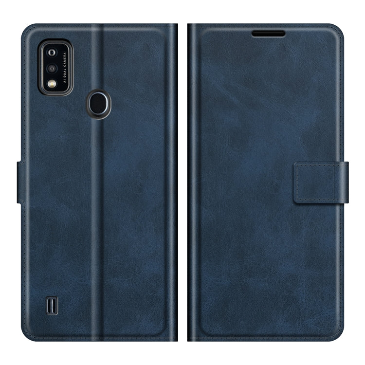 For ZTE Blade A51 Retro Calf Pattern Buckle Card Wallet Left and Right Flip Phone Holster with Bracket Function