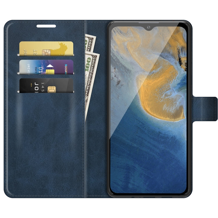 For ZTE Blade A51 Retro Calf Pattern Buckle Card Wallet Left and Right Flip Phone Holster with Bracket Function