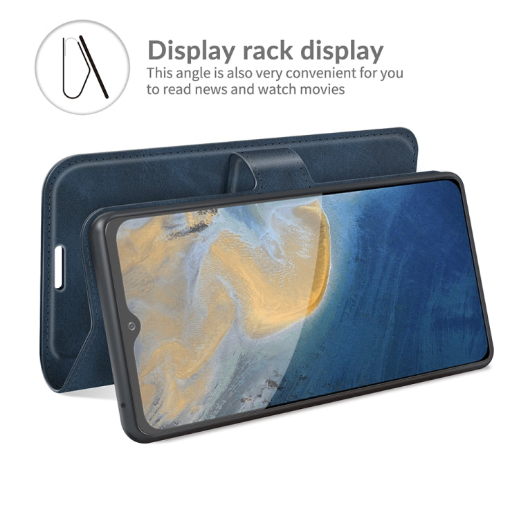 For ZTE Blade A51 Retro Calf Pattern Buckle Card Wallet Left and Right Flip Phone Holster with Bracket Function