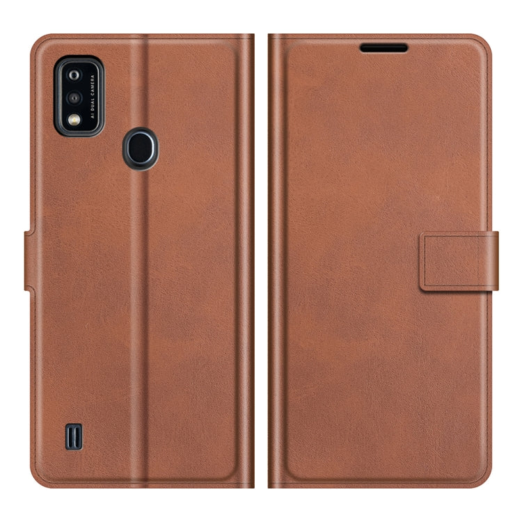 For ZTE Blade A51 Retro Calf Pattern Buckle Card Wallet Left and Right Flip Phone Holster with Bracket Function